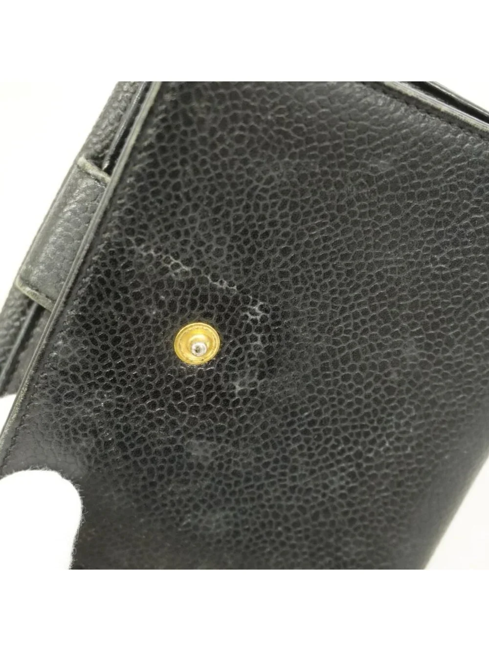 Chanel Wallet Caviar Leather Black Gold